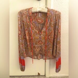 Free people, multi colored, extra small silk top